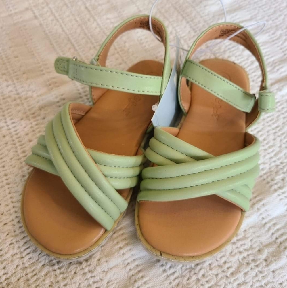 NWT Cat & Jack Toddler Girl's Chloe Ankle Strap Sandal, Green, Size 5, Size 7